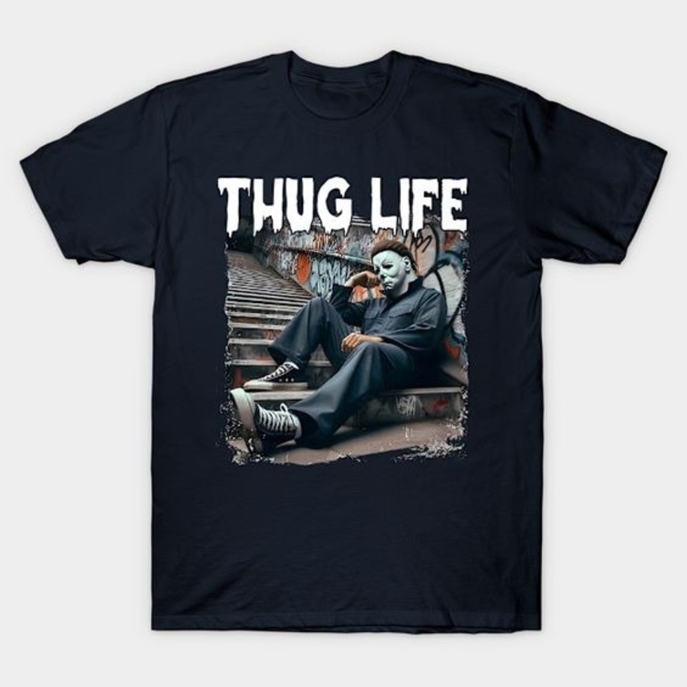 Funny Halloween Thug Life Michael Myers Horror Movie T-shirt